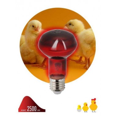 Излучатель тепловой (лампа инфракрасная) ИКЗК 230-60 R63 60Вт Е27 для обогрева животных и освещения Эра Б0057281