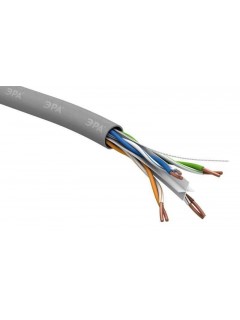 Кабель витая пара U/UTP 4х2х23 AWG Cat 6 CU PVC (уп.305) ЭРА Б0053023