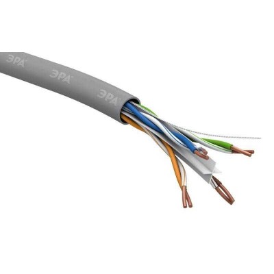 Кабель витая пара U/UTP 4х2х23 AWG Cat 6 CU PVC (уп.305) ЭРА Б0053023