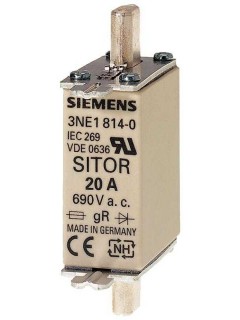 Вставка плавкая SITOR категория GR DIN 43620 20А AC 690В (типоразмер 000) Siemens 3NE18140