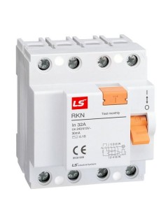 Выключатель диф. нагрузки (УЗО) RKN 4P 32А 100мА LS Electric 062400418B