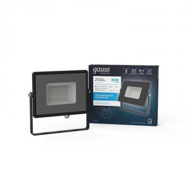 Прожектор светодиодный Qplus 30Вт 6500К IP65 2550лм 200-240В ДО сер. GAUSS 690511330