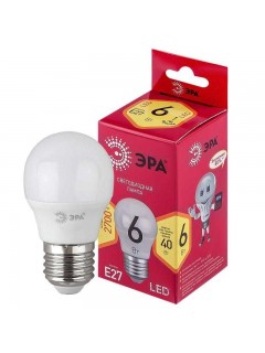 Лампа светодиодная LED P45-6W-827-E27 R P45 6Вт шар E27 тепл. бел. ЭРА Б0049643
