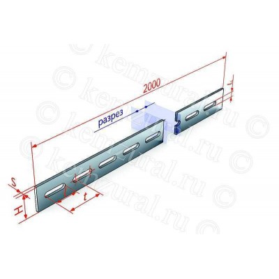 Полоса перфорированная К106 L2000 сталь 4мм У2 окрашен. КЭМЗ 465 400029 13