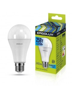 Лампа светодиодная LED-A65-25W-E27-4K ЛОН 25Вт E27 4500К 180-240В Ergolux 14236