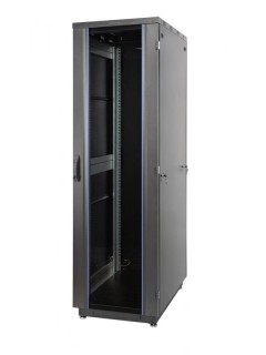 Шкаф Racknet S3000 42U 600х600 передняя дверь стекло 1-ств. задняя дверь метал. 1-ств. черн. Eurolan 60F-42-66-31BL