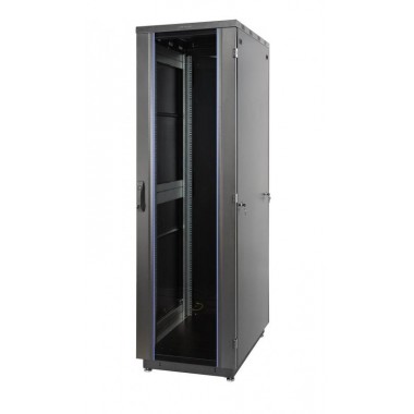 Шкаф Racknet S3000 42U 600х600 передняя дверь стекло 1-ств. задняя дверь метал. 1-ств. черн. Eurolan 60F-42-66-31BL