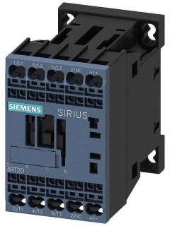 Контактор вспомогательный 3п кат. 24В DC х(0.85-1.85) 1НО 3кВт AC-3 400В типоразмер S00 пружин. зажимы Siemens 3RT20152MB420KT0