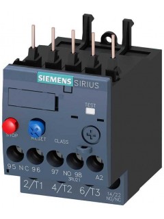 Реле перегрузки 5.5...8А для защиты электродвигателя типоразмер S00 класс 10 для монтажа на контактор главная цепь: винтовые клеммы вспом. цепь: винтовые клеммы сброс: ручной-авто Siemens 3RU21161HB0
