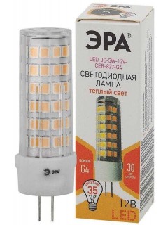 Лампа светодиодная LED JC-5W-12V-CER-827-G4 JC 5Вт капсула G4 тепл. бел. 12В ЭРА Б0049087