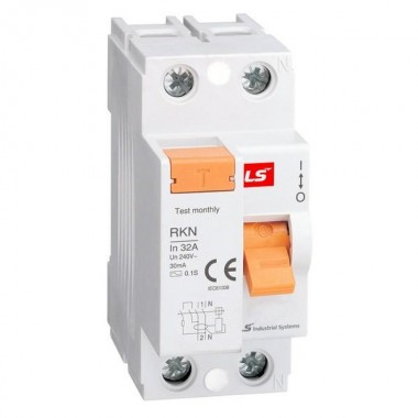 Выключатель диф. нагрузки (УЗО) RKN 2P 63А 100мА LS Electric 062203098B