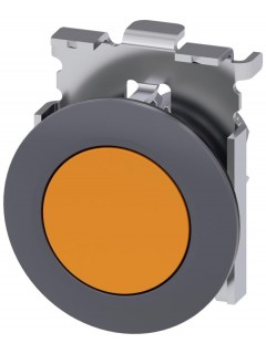 Выключатель кнопочный 30мм кругл. металл матов. цвет: янтарный фронтальное кольцо для плоского монтажа моментальный контакт Siemens 3SU10600JB000AA0