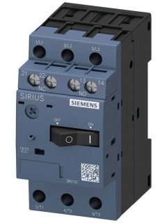 Выключатель автоматический типоразмер S00 для защиты электродвигателя класс 10А-расцепитель 0.35...0.50А N-расцепитель 6А винтовые клеммы стандартная отключающая способность с доп. контактами 1НO/1НЗ Siemens 3RV10110FA15