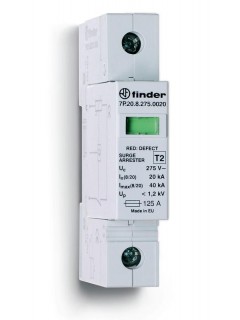 Устройство защиты от импульсных перенапряжений УЗИП тип 2 (1 варистор) модульный 17.5мм встроенный доп.контакт IP20 FINDER 7P2182750020