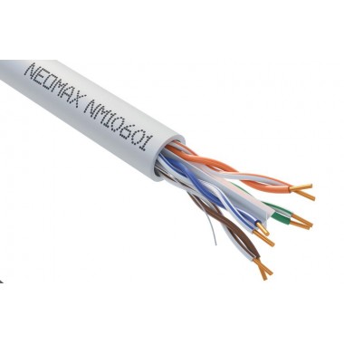 Кабель витая пара U/UTP кат.6 4х2х23AWG solid CU (0.57мм) PVC сер. (уп.305м) NEOMAX NM10601