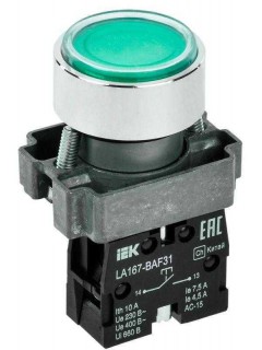 Кнопка LA167-BAF31 d22мм 1з зел. IEK BBT20-BAF31-1-22-67-K06