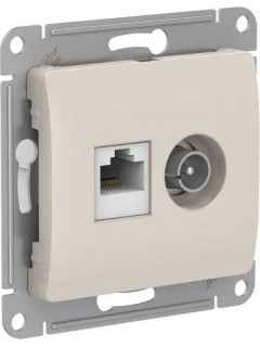 Розетка компьютерная + телевизионная 2-м Glossa RJ45 кат.5E + TV механизм молочн. SE GSL000989