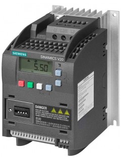 Преобразователь частоты SINAMICS V20 3AC380-480В -10/+10% 47-63Гц ном. мощность 0.75кВт перегрузка 150% ном. тока на 60с со встрен. фильтром С3 ВХ/ВЫХ: 4DI 2DO2AI 1AO интерфейс: USS/MODBUS RTU Siemens 6SL32105BE175CV0