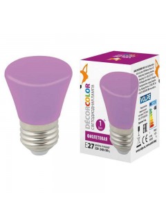 Лампа светодиодная LED-D45-1W/PURPLE/E27/FR/С BELL Колокольчик 1Вт матовая фиолет. E27 декоративная (упак. картон) Volpe UL-00005644