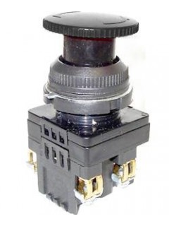 Выключатель кнопочный КЕ-201 У2 исп.2 1з+1р гриб с фиксацией IP54 10А 660В черн. Электротехник ET561482