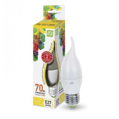 Лампа светодиодная LED-свеча на ветру-standard 7.5Вт свеча на ветру 3000К тепл. бел. E27 675лм 160-260В ASD 4690612004570