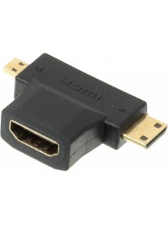 Переходник аудио-видео HDMI (f)/Micro HDMI (m)/Mini HDMI (m) черн. (+ Mini HDMI (Male)) 909949