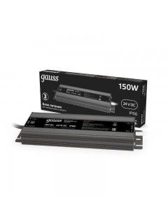 Блок питания для светодиодной ленты Black 150Вт 24В IP66 герметичный (драйвер) GAUSS 202022150