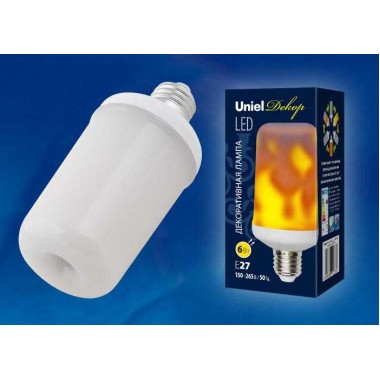 Лампа светодиодная LED-L60-6W-FLAME-E27-FR PLD01WH 6Вт матовая E27 декоративная (упак. картон) Uniel UL-00003360
