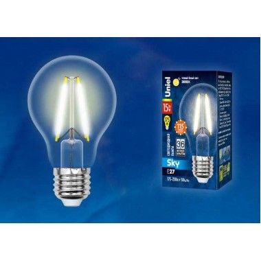 Лампа светодиодная LED-A60-15W/3000K/E27/CL PLS02WH Sky прозр. картон Uniel UL-00005849