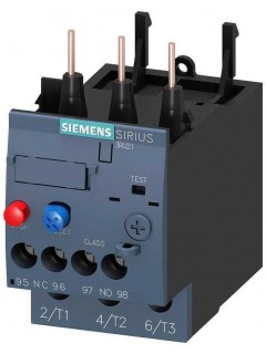 Реле перегрузки 2.2...3.2A для защиты электродвигателя типоразмер S0 класс 10 для монтажа на контактор главная цепь: винтовые клеммы вспом. цепь: винтовые клеммы сброс: ручной-авто Siemens 3RU21261DB0