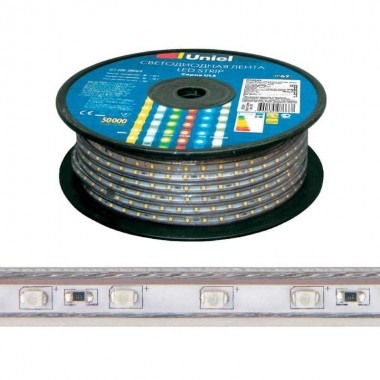 Лента светодиодная ULS-2835-120LED/m-10mm-IP67-220V-10W/m-50M-3000K 10Вт/м 120LED/м 3000К тепл. бел. IP67 220В 10мм гибкая герметичная (уп.50м) Uniel UL-00006482