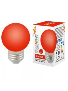Лампа светодиодная LED-G45-1W/RED/E27/FR/С 1Вт шар матовая красн. E27 декоративная (упак. картон) Volpe UL-00005646