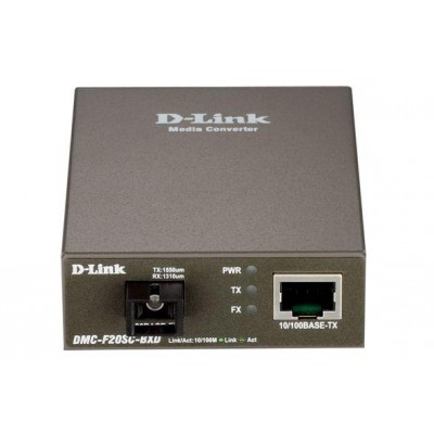 Медиаконвертер DMC-G20SC-BXD/A1A WDM (1 порт 100/1000Base-T + 1 порт 1000Base-LX; разъем SC (Tx: 1550мкм; Rx: 1310мкм) для одномод. оптич. кабеля (до 20км) D-Link 1824152