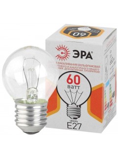 Лампа накаливания ДШ 60-230-E27-CL 60Вт шар (P45) 230В Е27 ЭРА Б0039139
