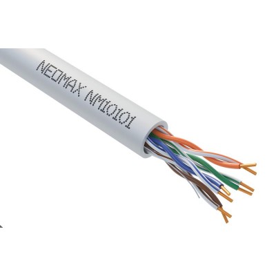 Кабель витая пара U/UTP кат.5e 4х2х24AWG solid CU (0.51мм) PVC сер. (уп.305м) NEOMAX NM10101