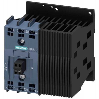Контактор полупроводниковый 3-ф 3rf3 AC53 12.5А 40град. с 48-480В / 110-230В AC управление по 2-м фазам мгновенная коммутация пружинные клеммы Siemens 3RF34122BB24