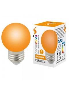 Лампа светодиодная LED-G45-1W/ORANGE/E27/FR/С 1Вт шар матовая оранж. E27 декоративная (упак. картон) Volpe UL-00005650