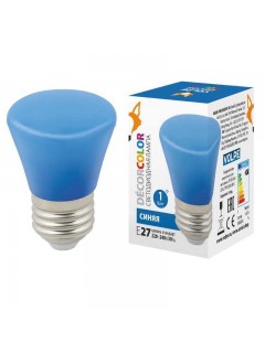 Лампа светодиодная LED-D45-1W/BLUE/E27/FR/С BELL Колокольчик 1Вт матовая син. E27 декоративная (упак. картон) Volpe UL-00005639