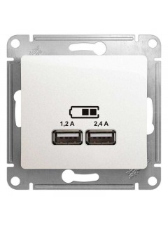 Розетка USB Glossa тип A+C 5В/2.4А 2х5В/1.2А механизм перламутр. SE GSL000639