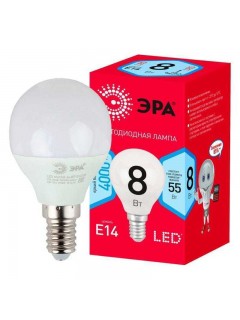 Лампа светодиодная RED LINE LED P45-8W-840-E14 R 8Вт P45 шар 4000К нейтр. бел. E14 Эра Б0052440