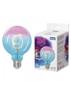 Лампа светодиодная филаментная LED-SF01-4W/SOHO/E27/CW BLUE/WINE GLS77TR SOHO спиральный филамент син./винная колба упаковка картон Uniel UL-00005892