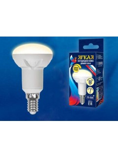 Лампа светодиодная LED-R50 7W/3000K/E14/FR/DIM PLP01WH Яркая 7Вт матовая 3000К тепл. бел. E14 диммир. (упак. картон) Uniel UL-00004710
