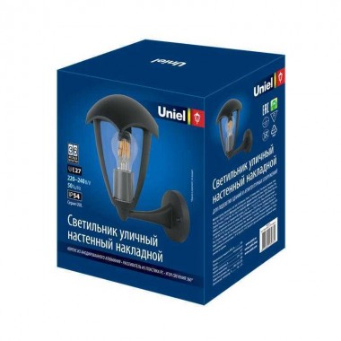 Светильник светодиодный уличный UUL-S80A 60W/E27 IP54 BLACK под лампу Е27 архитектурный накладной корпус черн. Uniel UL-00006812