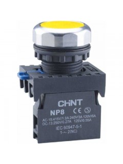Кнопка управления NP8-10BN/5 без подсветки желт. 1НО IP65 (R) CHINT 667333
