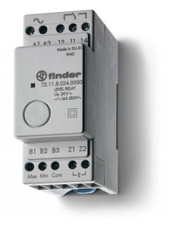 Реле контроля уровня фиксированный диапазон чувствительности 150кОм 24В AC выход 1CO 16А модульное 35мм IP20 FINDER 721180240000