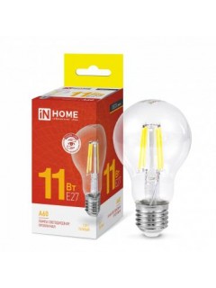 Лампа светодиодная LED-A60-deco 11Вт грушевидная прозрачная 3000К тепл. бел. E27 1160лм 230В IN HOME 4690612026121
