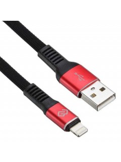 Кабель USB A(m) Lightning (m) 1.2м черн./красн. плоский Digma 1080338