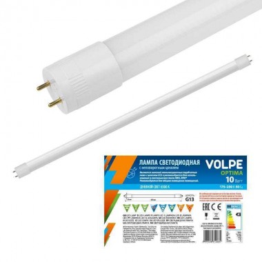 Лампа светодиодная LED-T8-10W/NW/G13/FR/FIX/O 10Вт матовая 4000К нейтр. бел. G13 неповорот. (упак. рукав) Volpe UL-00003084