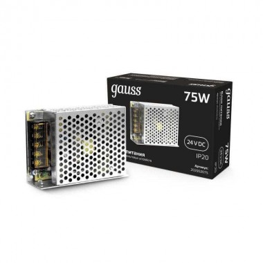 Блок питания для светодиодной ленты Black 75Вт 24В IP20 (драйвер) GAUSS 202002075