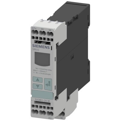 Реле контроля напряжения электронное 22.5мм от 1 до 600В AC/DC превыш. и пониж. 24В AC/DC DC и AC 50 до 60Гц задержка всплеска 0.1 до 20с гистерезис 0.1 до 300В 1 перекидн. контакт с или без лога ошибок пруж. клеммы Siemens 3UG46322AA30